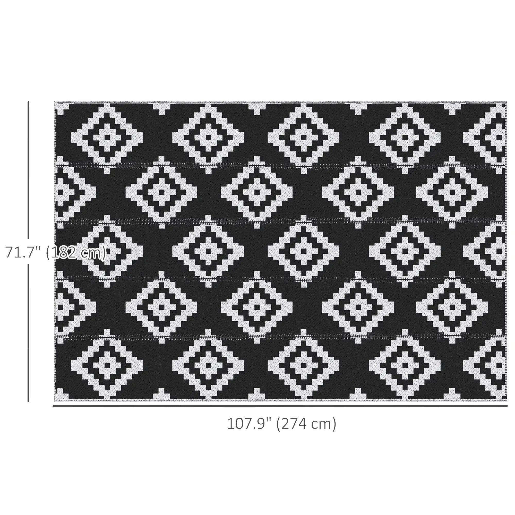 Reversible Outdoor RV Rug, 6' x 9', Patio Mat, Black & White Garden Decor at Gallery Canada