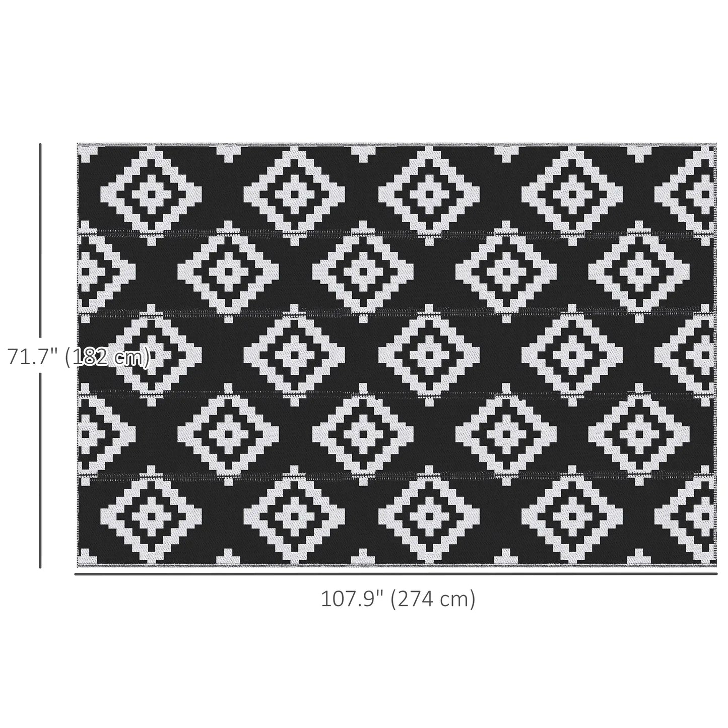Reversible Outdoor RV Rug, 6' x 9', Patio Mat, Black & White Garden Decor at Gallery Canada