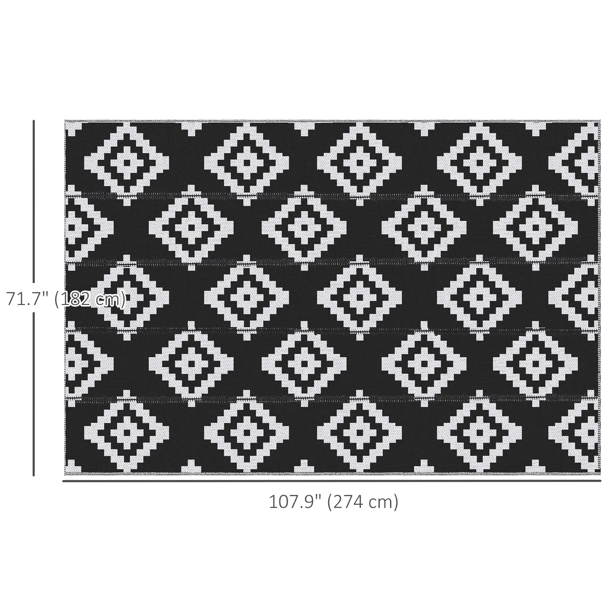 Reversible Outdoor RV Rug, 6' x 9', Patio Mat, Black & White Garden Decor at Gallery Canada