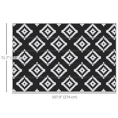 Reversible Outdoor RV Rug, 6' x 9', Patio Mat, Black & White Garden Decor at Gallery Canada