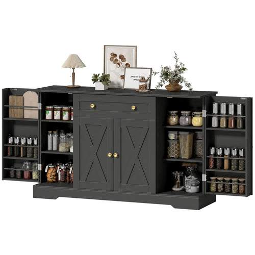 Sideboard Buffet Cabinet, Farmhouse Coffee Bar, Black