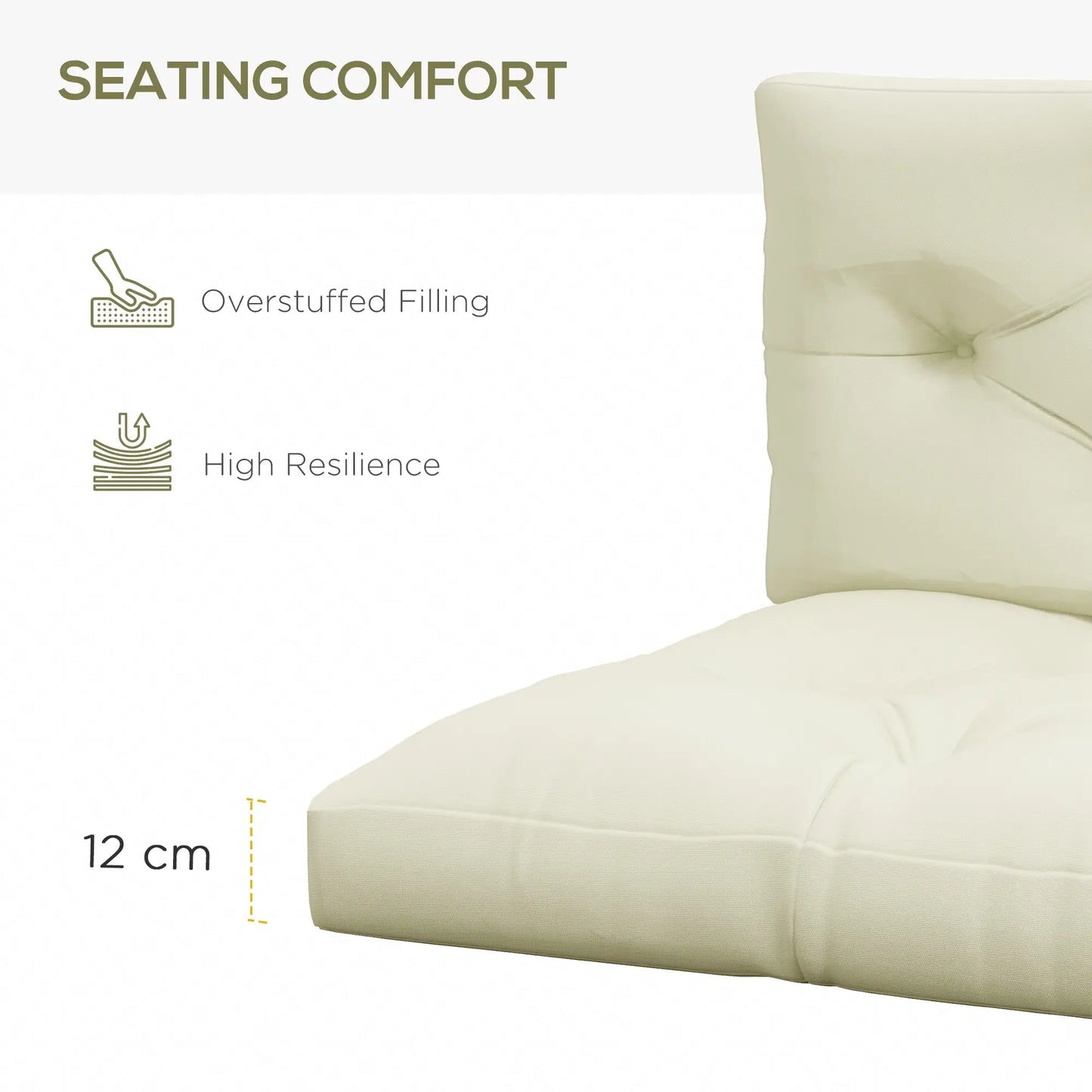 2 Seater 5" Thick Outdoor Seat Cushions, Cream White Patio Chair Cushions at Gallery Canada