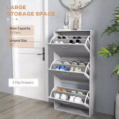 Shoe Storage Cabinet, 3 Flip Drawers, Slim 12 Pair Organizer Shoe Storage Cabinets & Racks at Gallery Canada