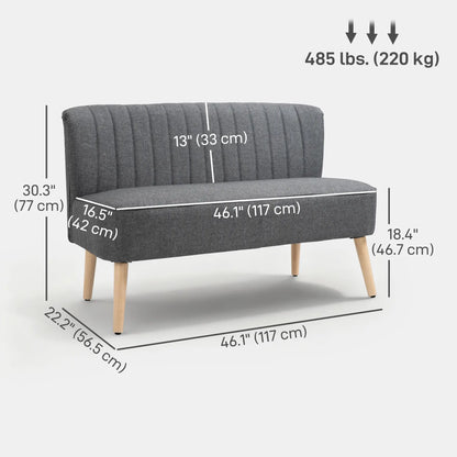 Modern 2 Seater Sofa, Upholstered Couch with Rubber Wood Legs, Grey 2-Seater Sofas at Gallery Canada