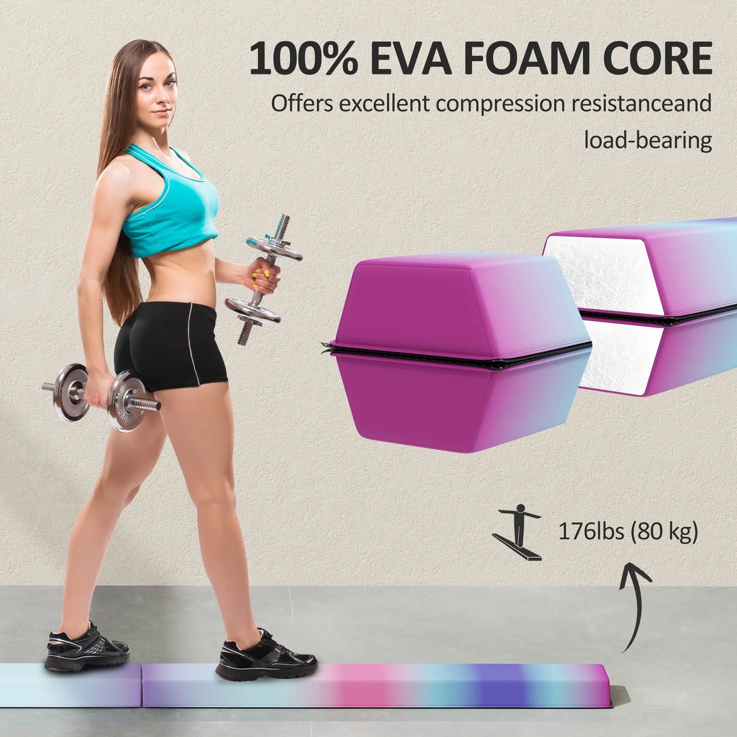 7.7ft Folding Balance Beam, Gymnastics Equipment, Anti-Slip, Multicolour Gymnastics Mats at Gallery Canada