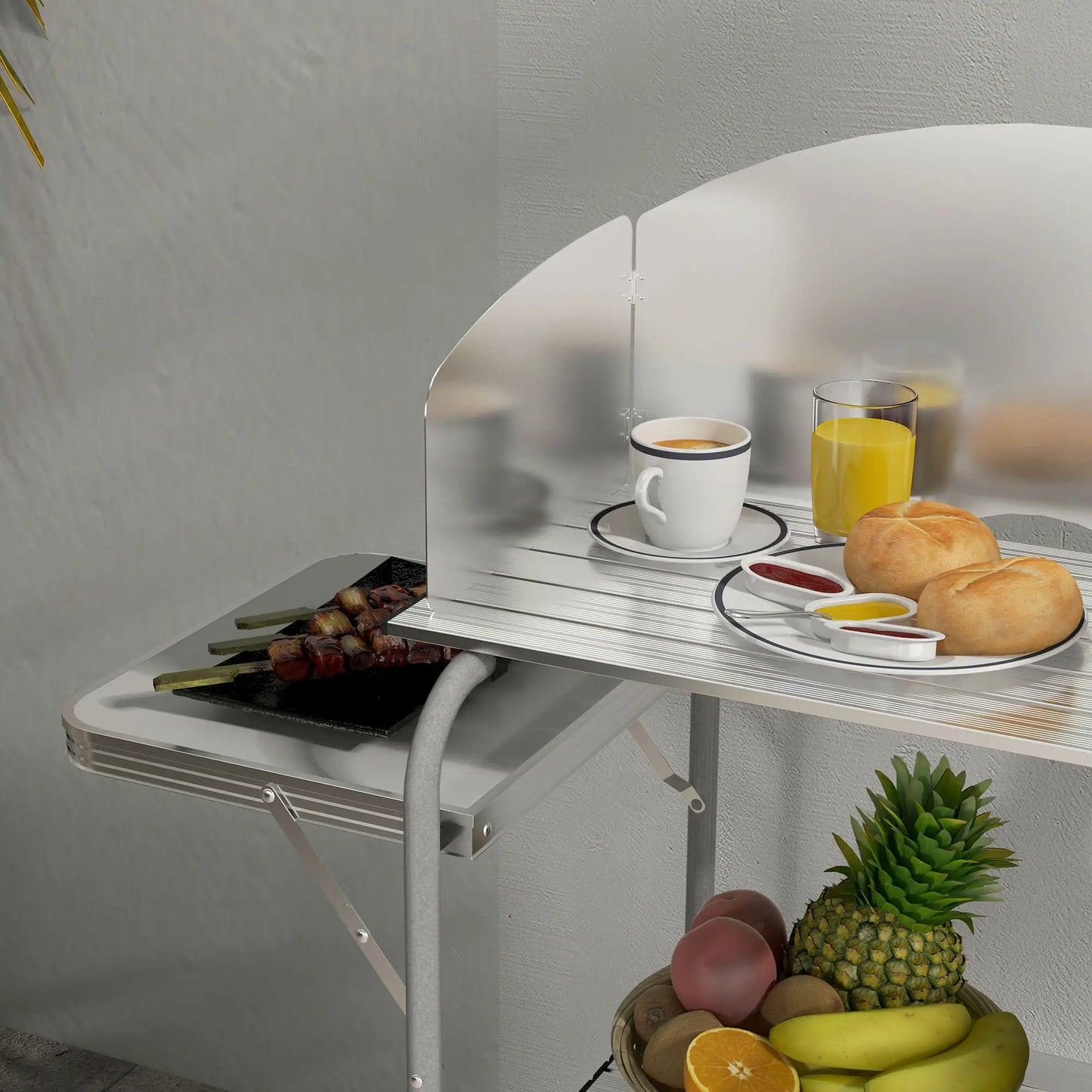 Camping Kitchen Table, Aluminum Folding with Storage, Silver Picnic Tables & Camping Chairs at Gallery Canada