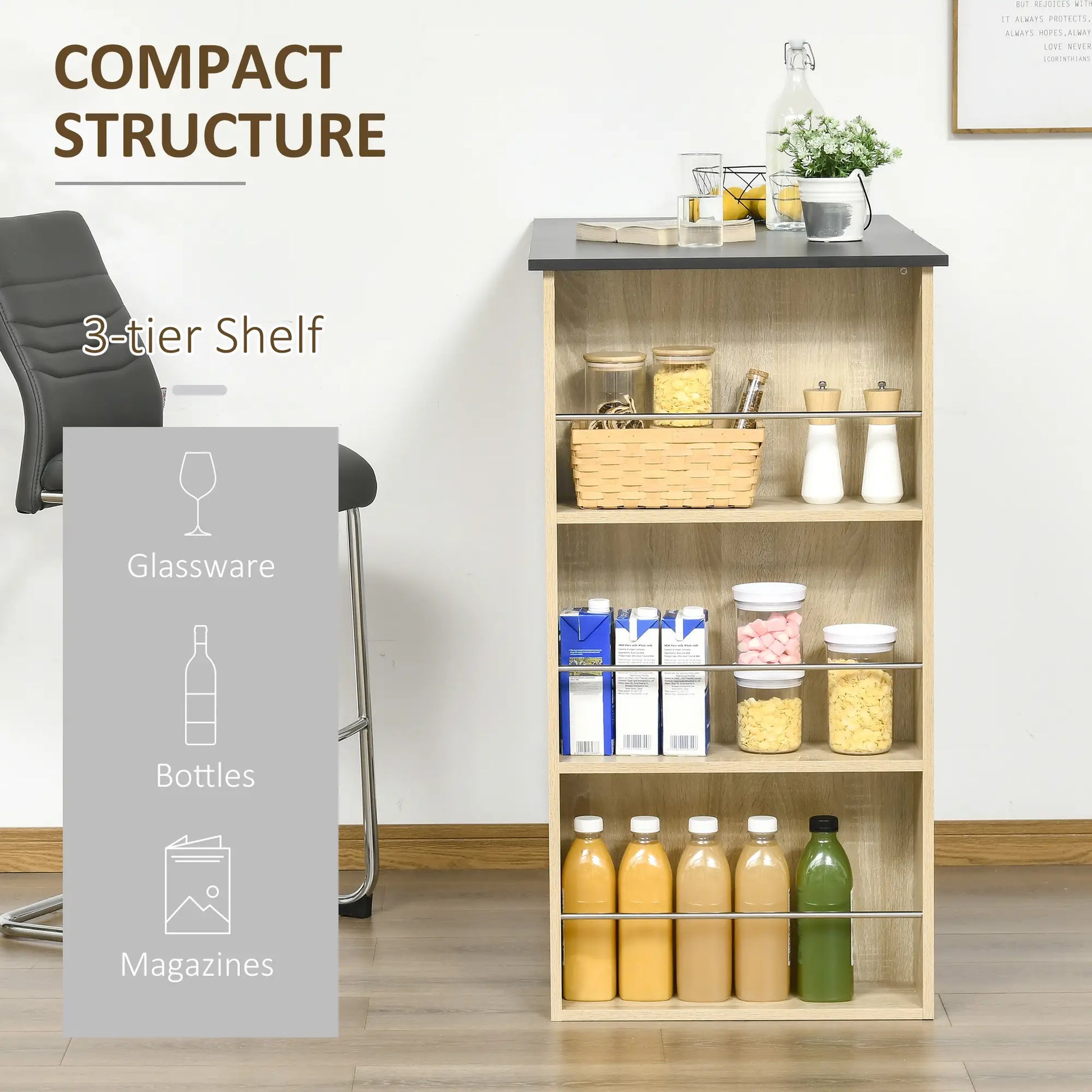 Bar Table Counter Height with 3 Storage Shelves, Natural Bar Tables at Gallery Canada