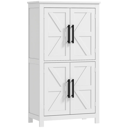Farmhouse Bathroom Storage Cabinet, Adjustable Shelf, White