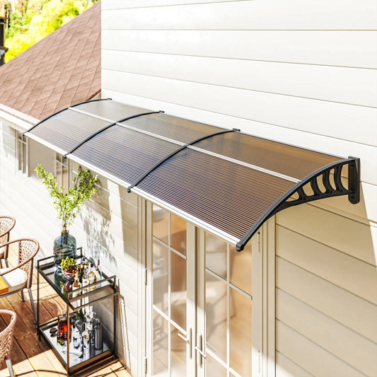 Awning Door Canopy, 119.3" x 37.8", Polycarbonate, UV Protection, Brown Door Awnings Black, Brown at Gallery Canada