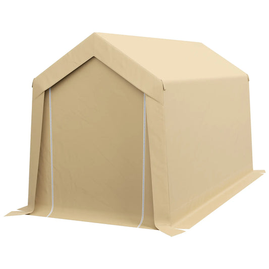 7' x 12' Outdoor Storage Shed, Portable Garage, Roll-up Door, Beige Sheds Beige at Gallery Canada