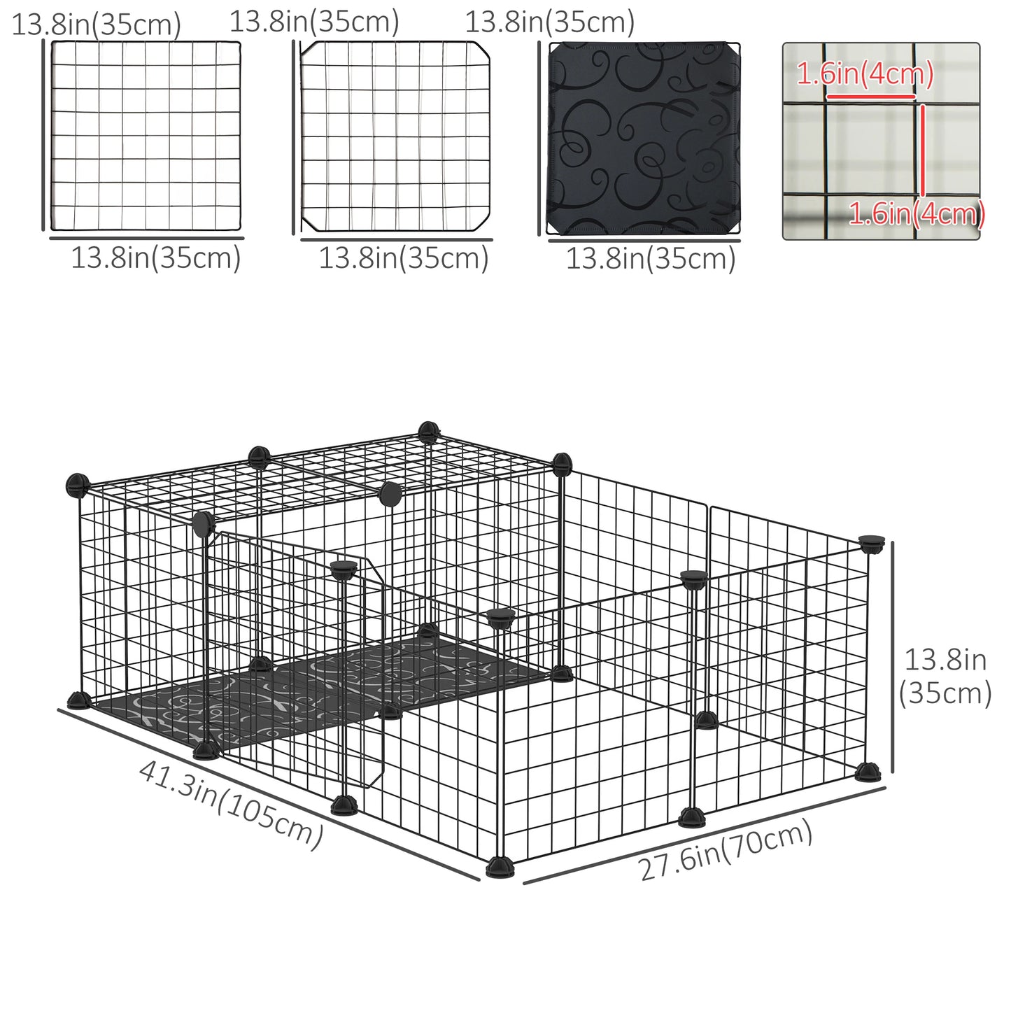Small Animal Cage, 16 Panels, Metal Wire Pet Fence, Non-Slip Feet Houses & Habitats at Gallery Canada