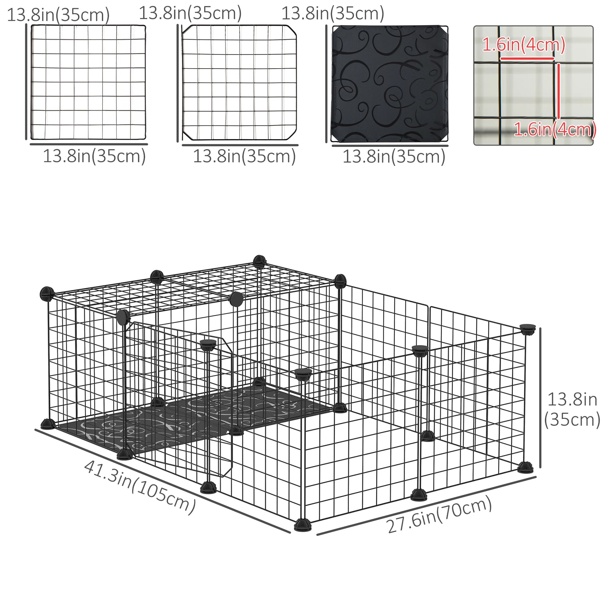 Small Animal Cage, 16 Panels, Metal Wire Pet Fence, Non-Slip Feet Houses & Habitats at Gallery Canada