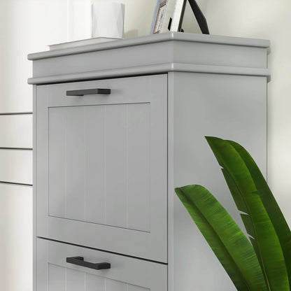 Slim Shoe Cabinet with 3 Flip Drawers and Adjustable Shelves, Narrow Shoe Cabinet for 15 Pairs of Shoes, Grey Shoe Storage Cabinets & Racks at Gallery Canada