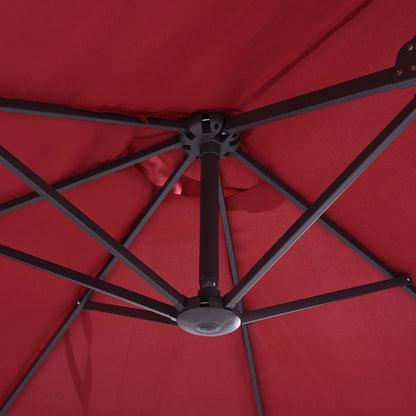 15ft Double-Sided Patio Umbrella, Twin Canopy, Wine Red, Red Sun Umbrellas at Gallery Canada