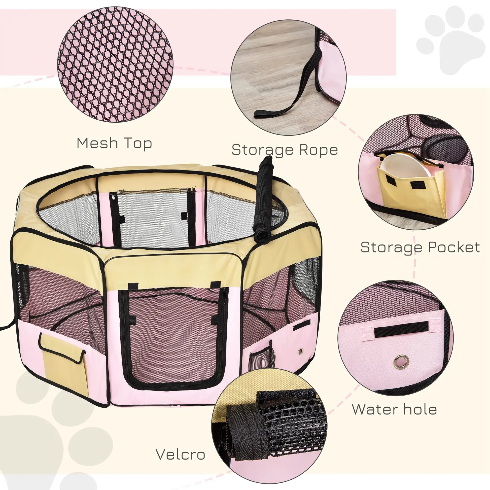 49-Inch Large Pet Playpen, Portable Dog Cat Cage, Carry Bag, Pink Houses, Kennels & Pens at Gallery Canada