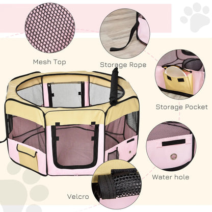 49-Inch Large Pet Playpen, Portable Dog Cat Cage, Carry Bag, Pink Houses, Kennels & Pens at Gallery Canada