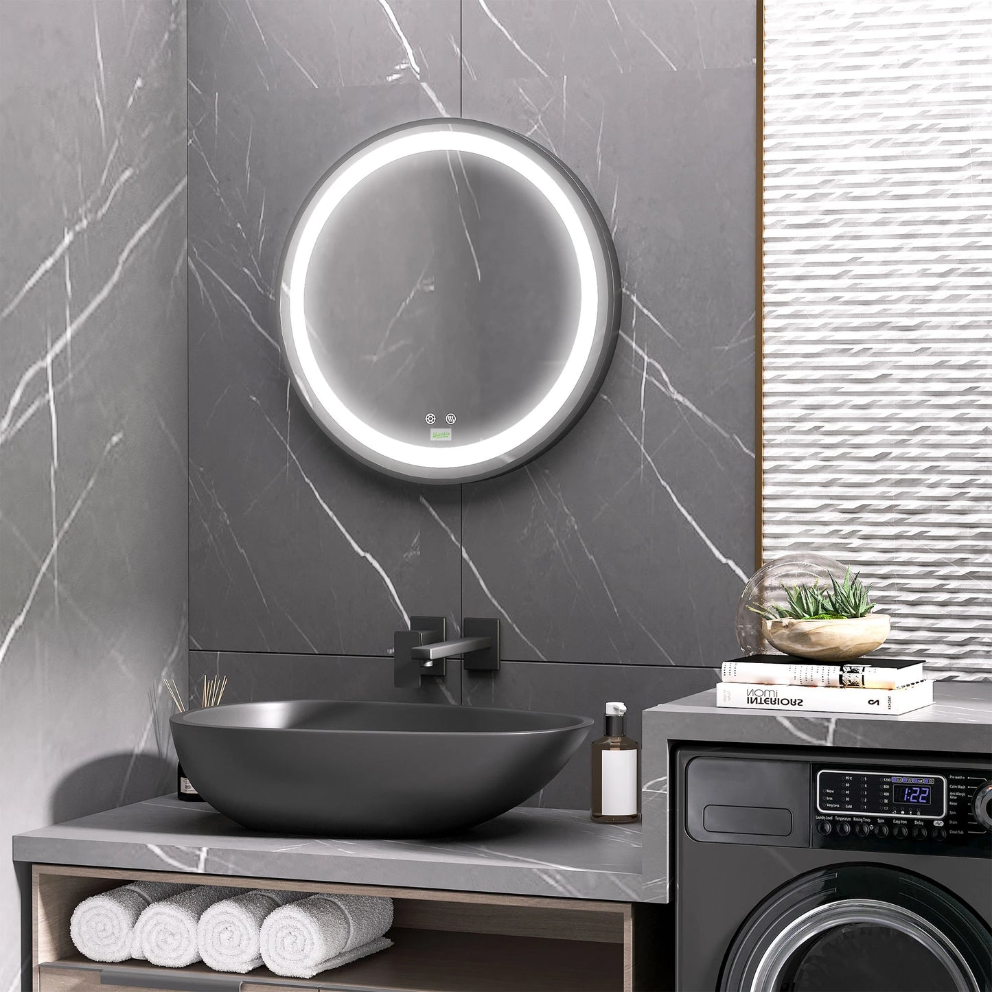 LED Bathroom Mirror, Dimmable Anti Fog, 3 Temperatures, 24 Inch, Color Wall Mirrors at Gallery Canada