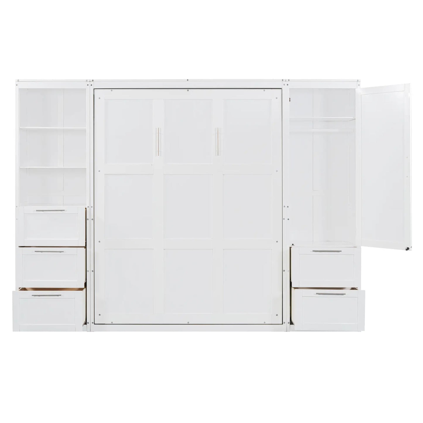 Murphy Bed with Storage, Space-Saving Wall Bed, 120" L x 20" W x 88.5" H, White Bed Frames at Gallery Canada