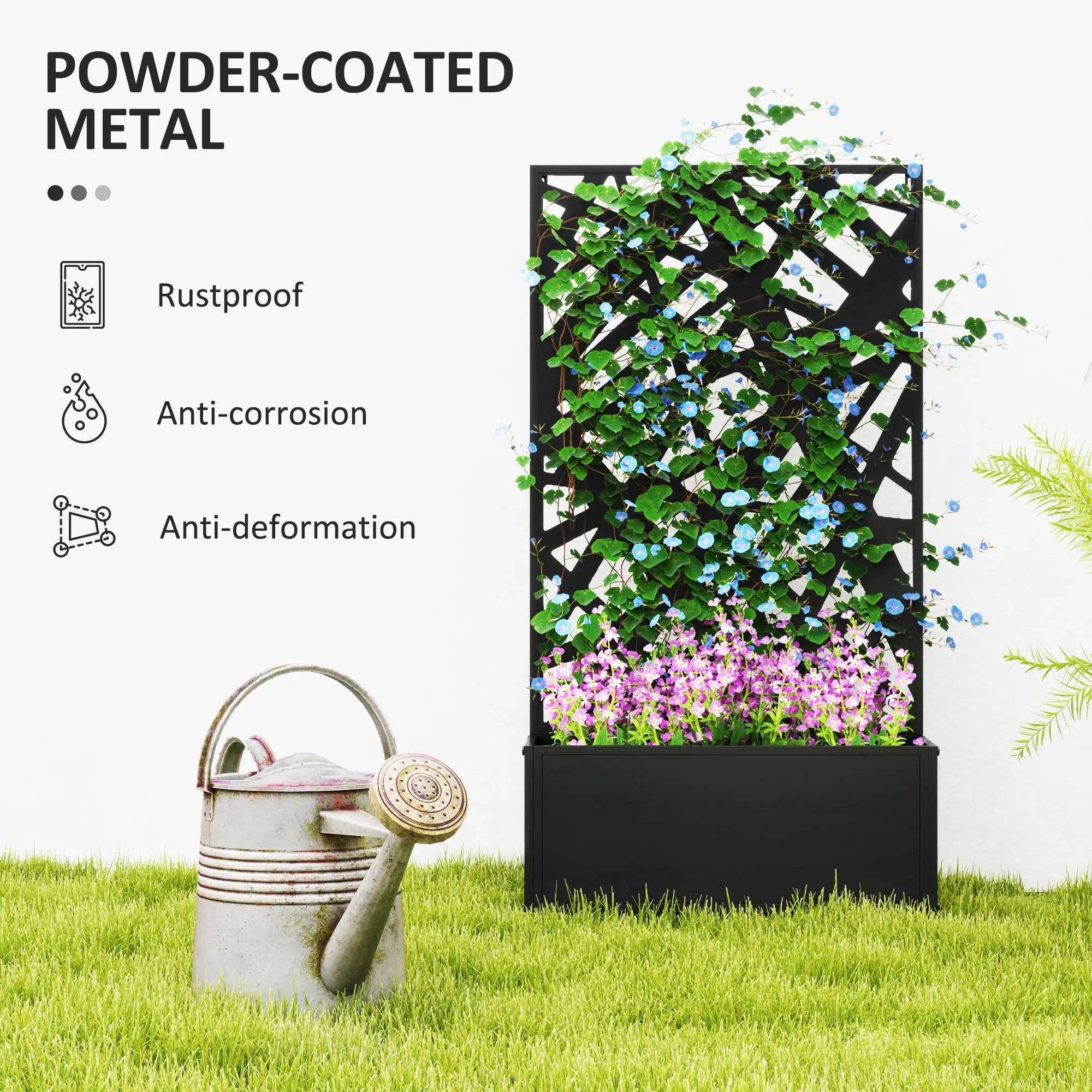 Metal Raised Garden Bed With Trellis, Privacy Panel, Irregular Line Cut-Outs Galvanized Planter Boxes at Gallery Canada