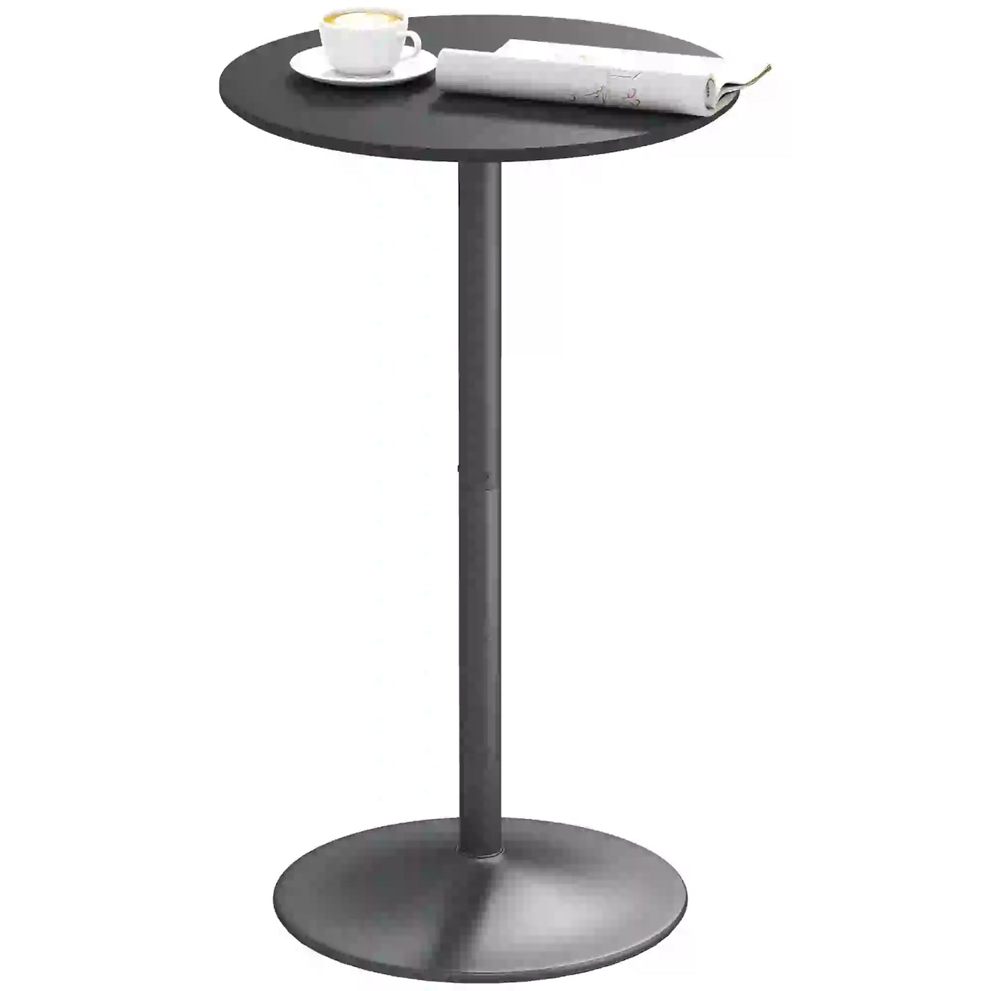 Round Table for 2, 40.2 Inch, Steel Frame, Non-Slip Base, Black Bar Tables Black at Gallery Canada
