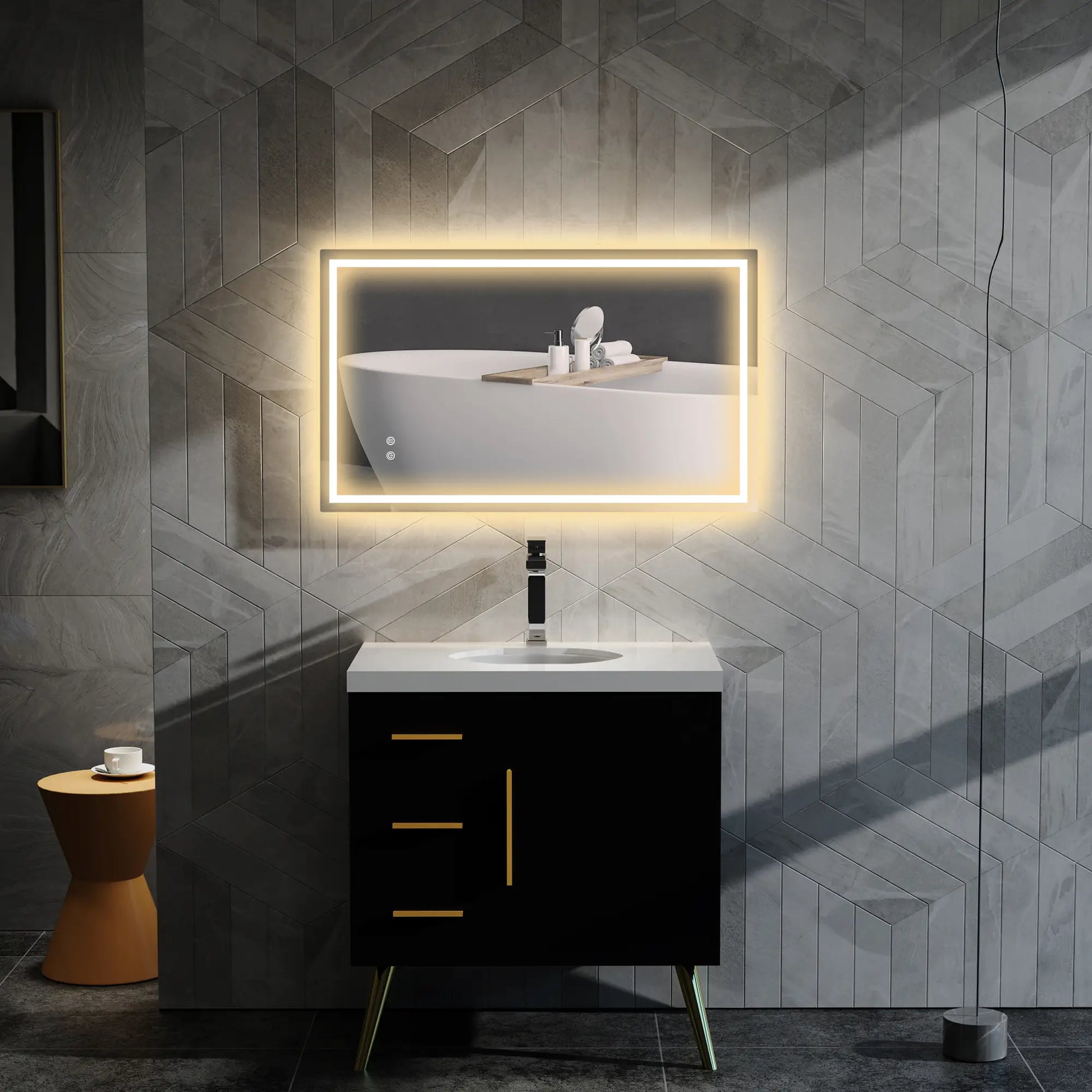 39" x 24" LED Bathroom Mirror, Wall Mounted, Anti-Fog, Touch Button, Clear Wall Mirrors at Gallery Canada