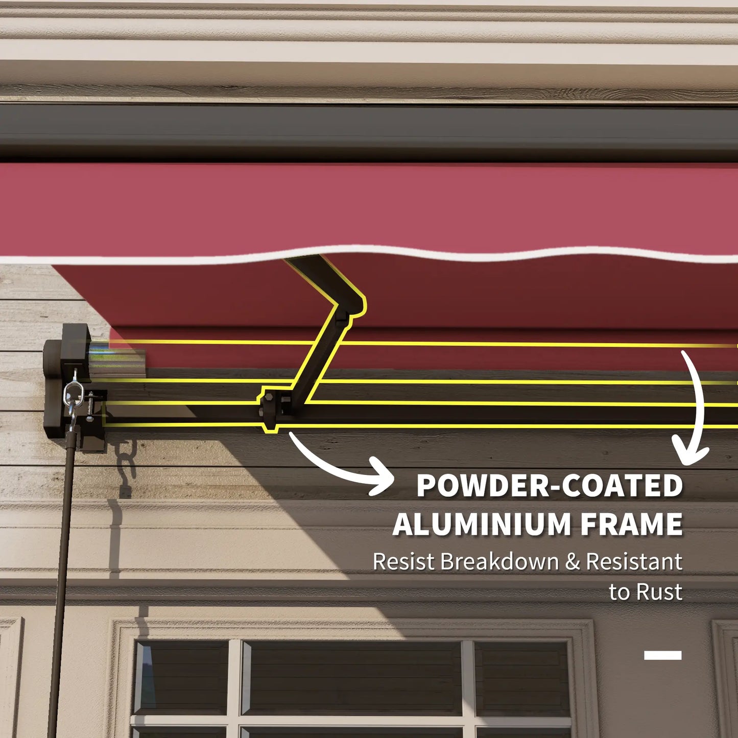 10' x 8' Retractable Awning, Sun Shade Canopy, Aluminum Frame, UV Protection, Red Deck Awnings at Gallery Canada