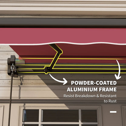 10' x 8' Retractable Awning, Sun Shade Canopy, Aluminum Frame, UV Protection, Red Deck Awnings at Gallery Canada