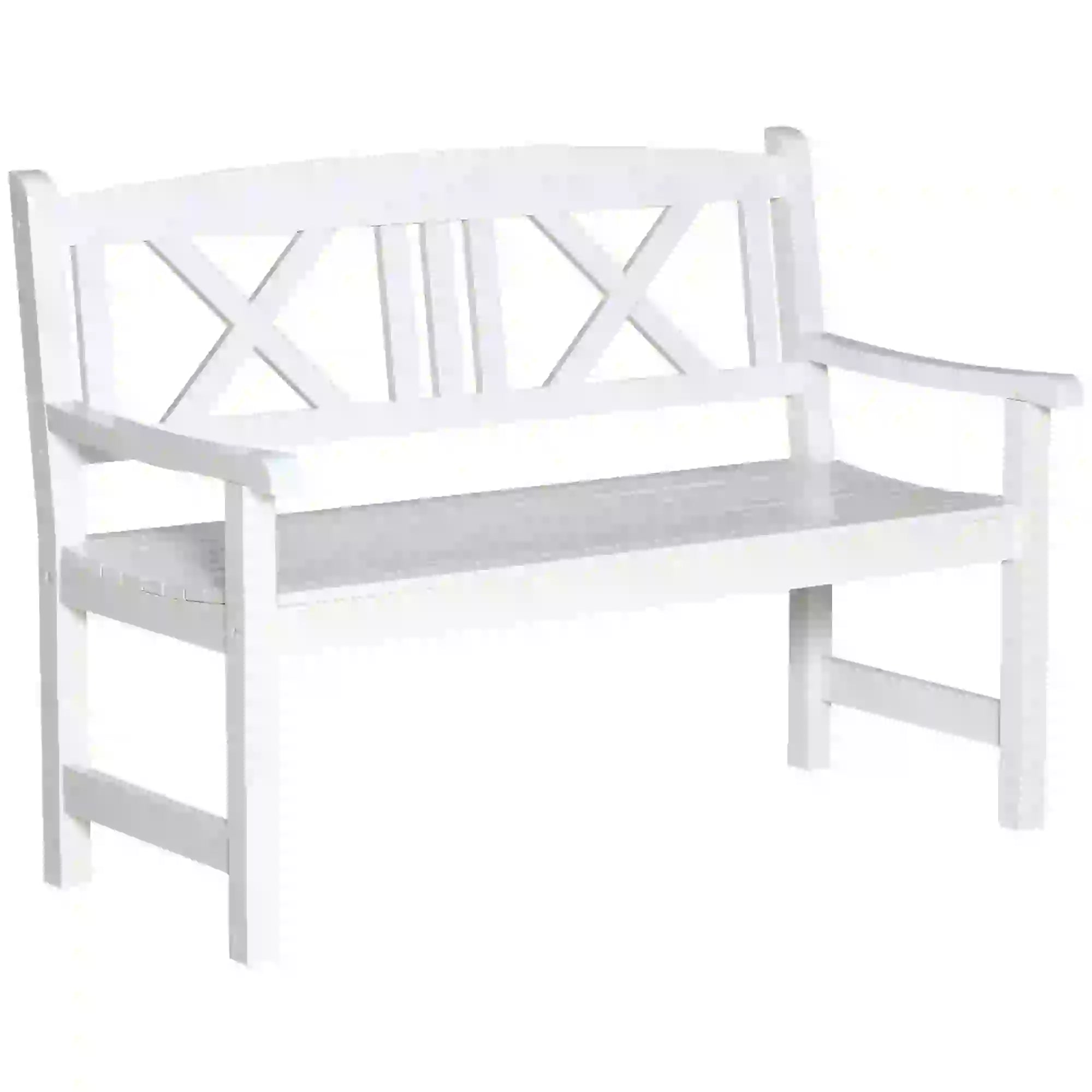 2-Seater Wooden Garden Bench, 4FT Outdoor Patio Loveseat, White Outdoor Benches at Gallery Canada