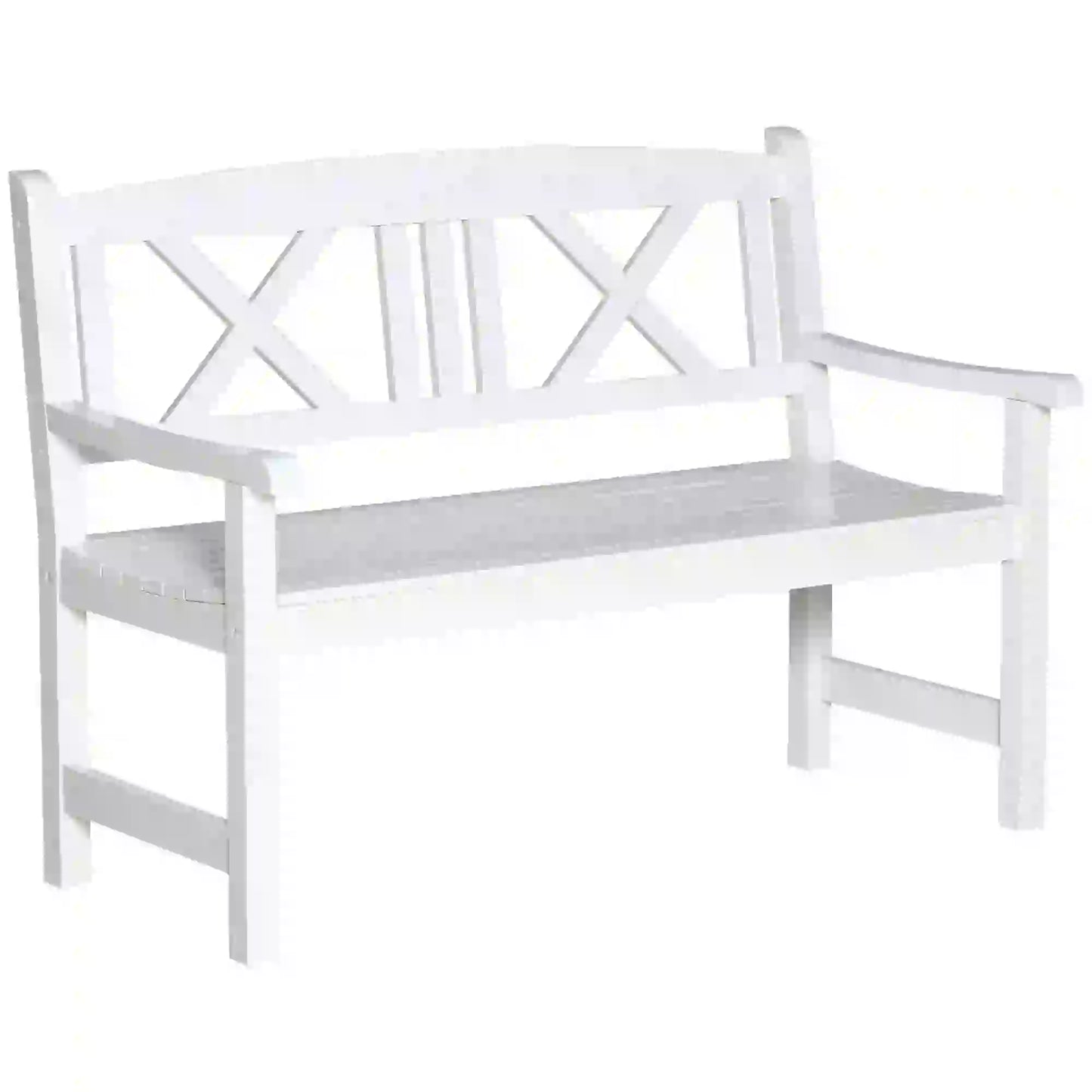 2-Seater Wooden Garden Bench, 4FT Outdoor Patio Loveseat, White Outdoor Benches at Gallery Canada