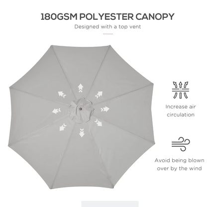 10' x 8' Wooden Patio Umbrella, Bamboo Rib Sunshade, Grey Sun Umbrellas at Gallery Canada
