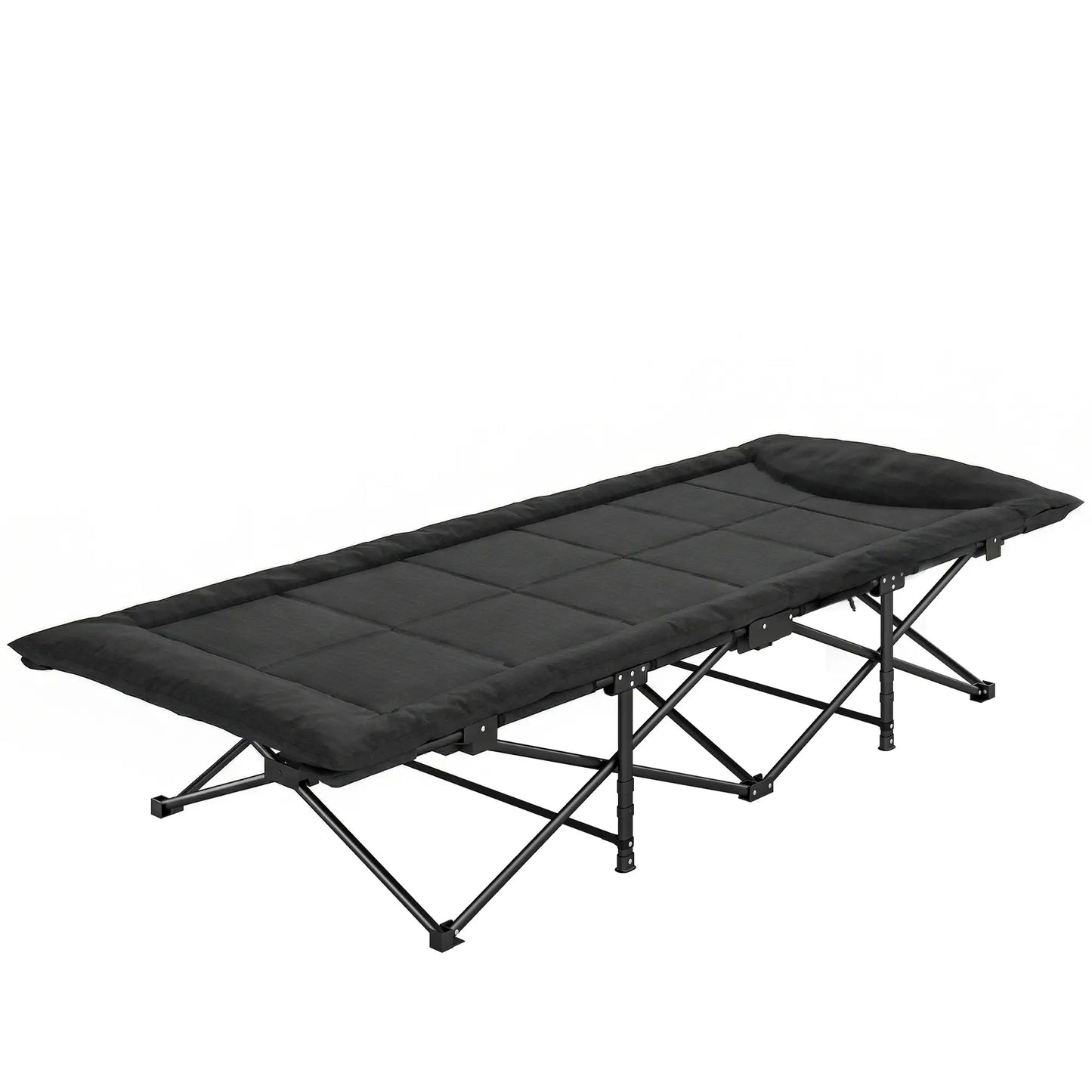 Camping Cot For Adults, 31.5" Wide, Padded Cushion, Carry Bag, Black Camping Cots Black at Gallery Canada