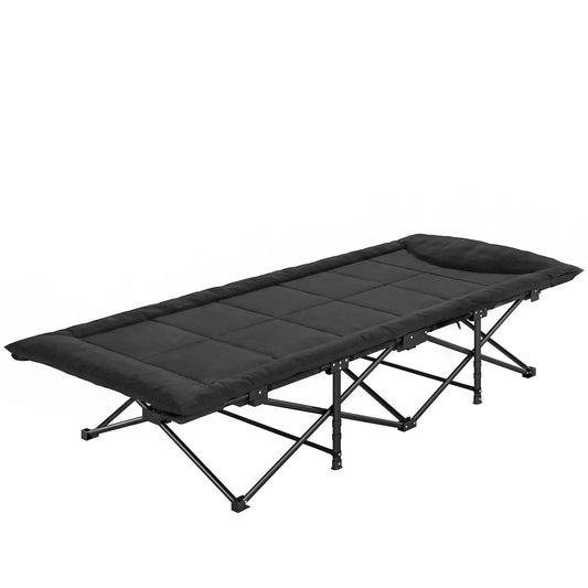 Camping Cot For Adults, 31.5" Wide, Padded Cushion, Carry Bag, Black Camping Cots Black at Gallery Canada
