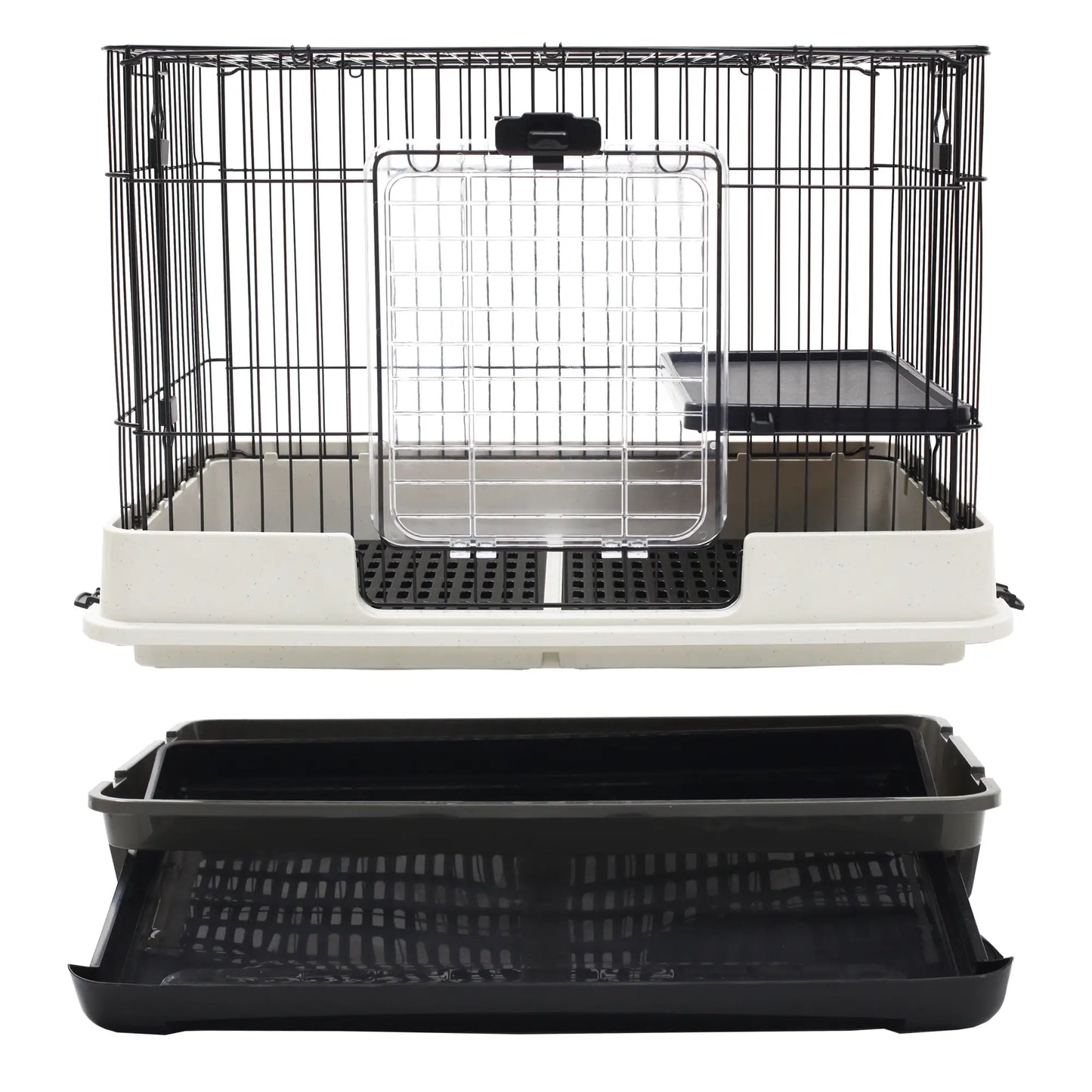 28"H 2-Level Rabbit Hutch, Lockable Wheels, Slide-Out Tray, Black Rabbit Hutch at Gallery Canada