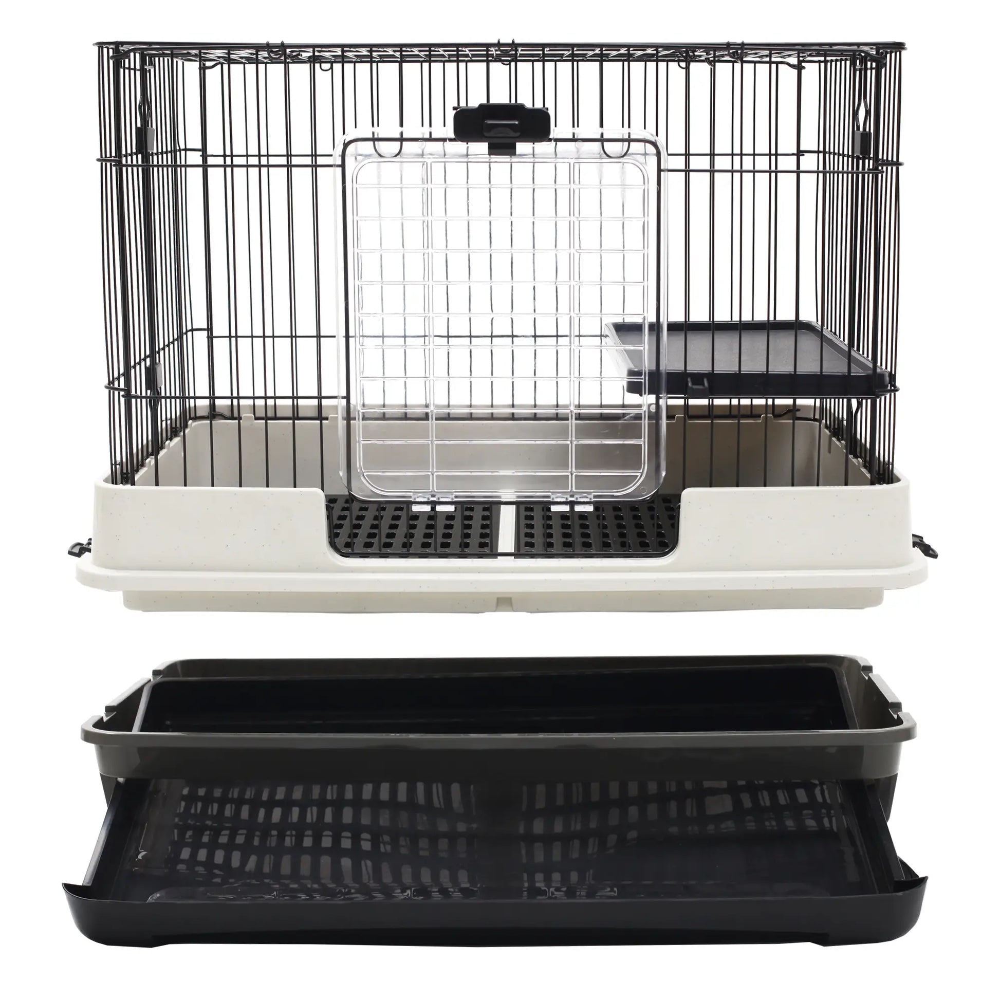 28"H 2-Level Rabbit Hutch, Lockable Wheels, Slide-Out Tray, Black Rabbit Hutch at Gallery Canada
