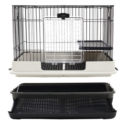 28"H 2-Level Rabbit Hutch, Lockable Wheels, Slide-Out Tray, Black Rabbit Hutch at Gallery Canada