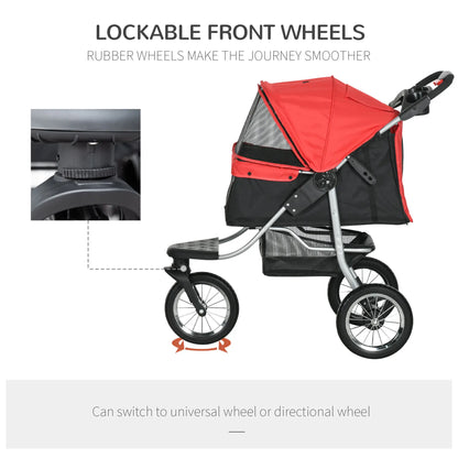 Lightweight Pet Stroller, 3-Rubber Wheels, Adjustable Canopy, Zippered Mesh, Red Dog Bike Trailers & Strollers at Gallery Canada