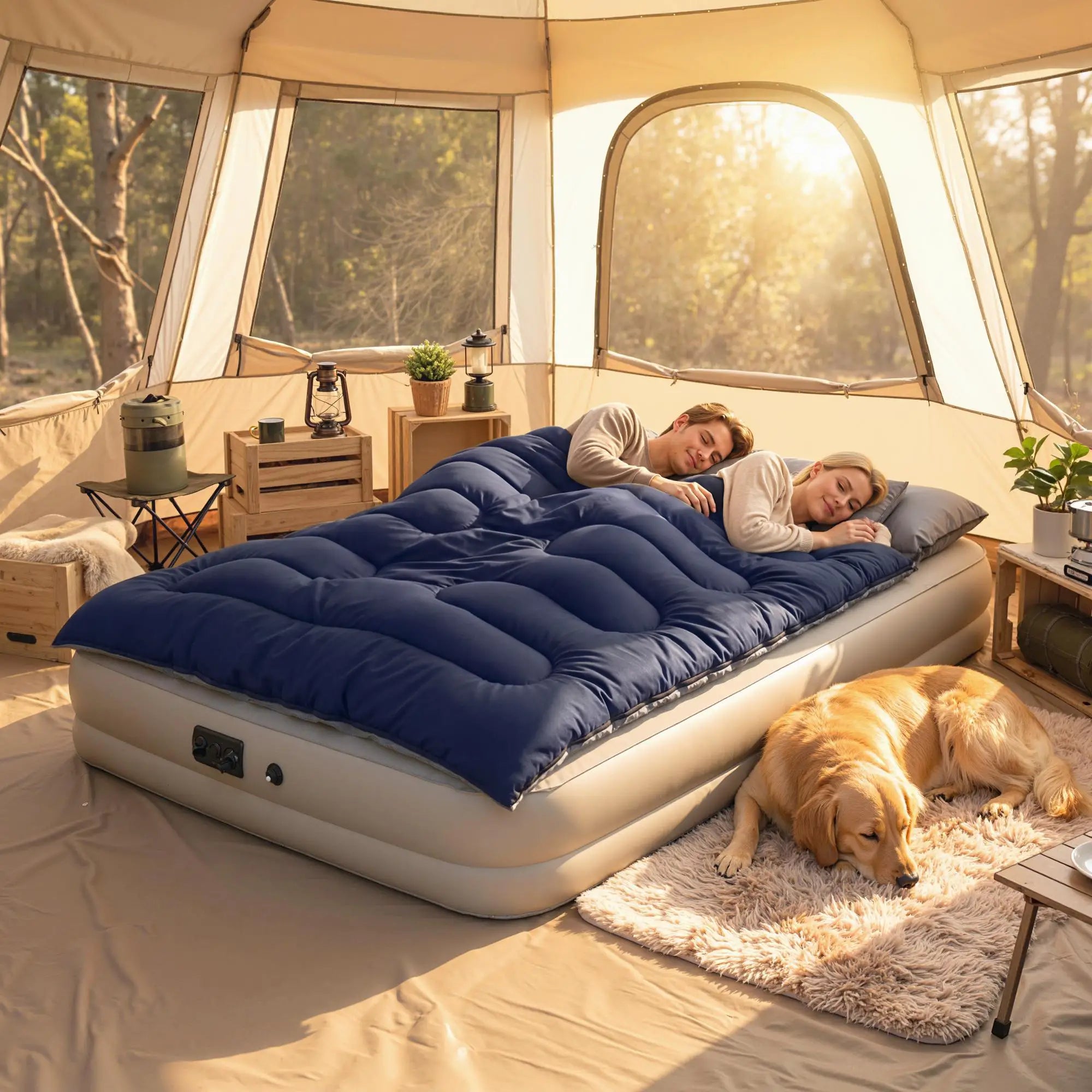Queen Size Double Sleeping Bag For Adults, Cold Weather, Blue Camping Cots at Gallery Canada