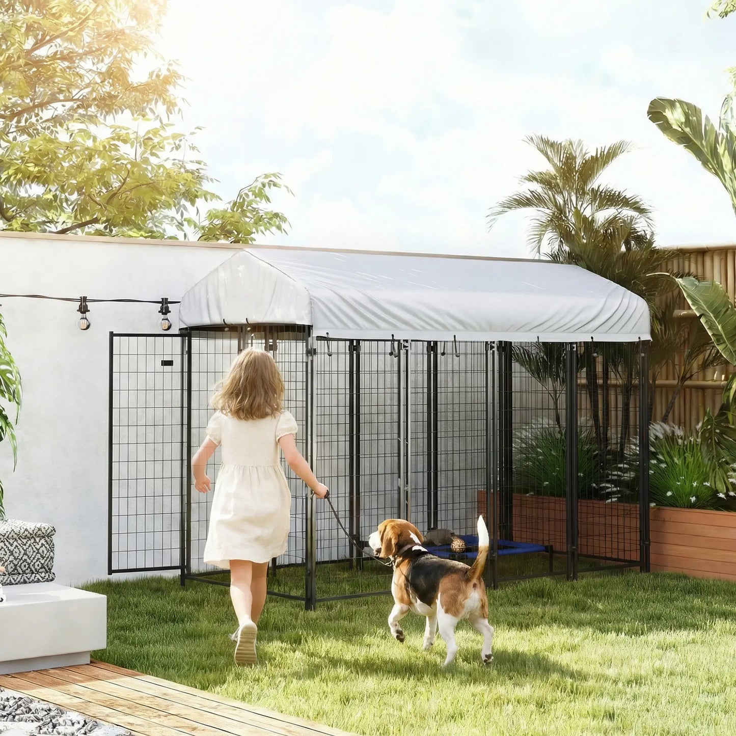 Outdoor Dog Kennel, Waterproof UV-Resistant Cover, 8 x 4 x 6 ft Houses, Kennels & Pens at Gallery Canada