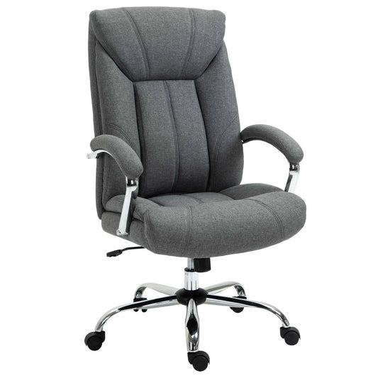 Ergonomic High Back Swivel Office Chair, Adjustable Height, Linen Fabric, Grey Executive & Manager Chairs Grey at Gallery Canada