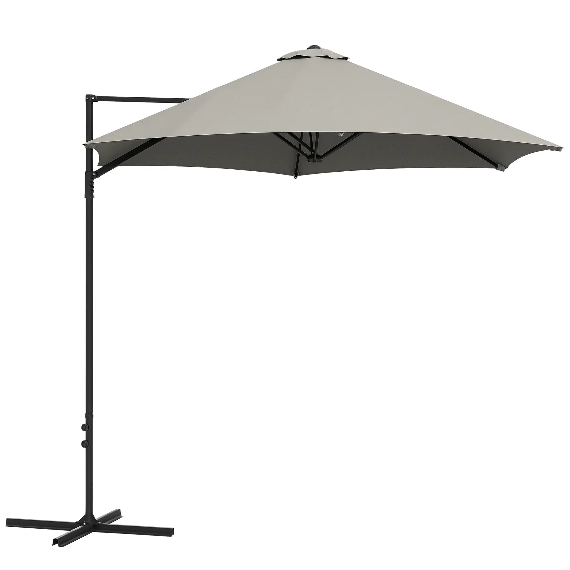8.5FT Outdoor Cantilever Parasol, 360° Rotation, Cross Base, Light Grey Cantilever Umbrellas Light Grey at Gallery Canada