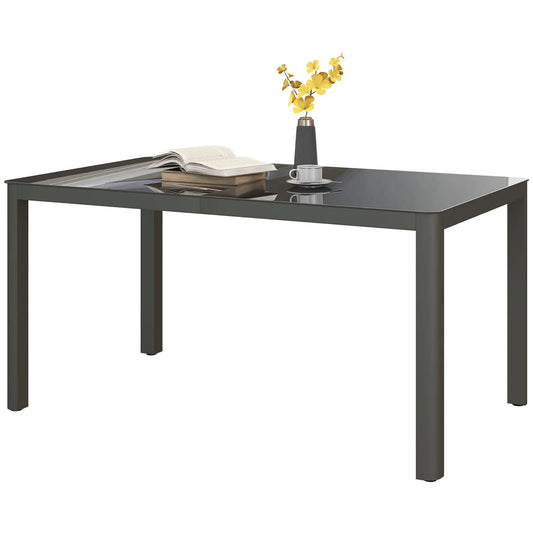 59" x 35" Aluminum Outdoor Dining Table, Glass Top, Seats 6, Grey Patio Dinning Tables Grey at Gallery Canada