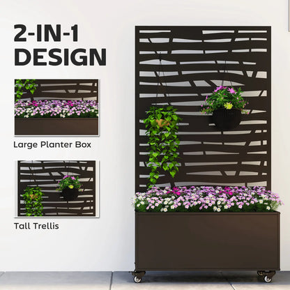 Metal Planter Box With Trellis, Raised Garden Bed With Privacy Screen