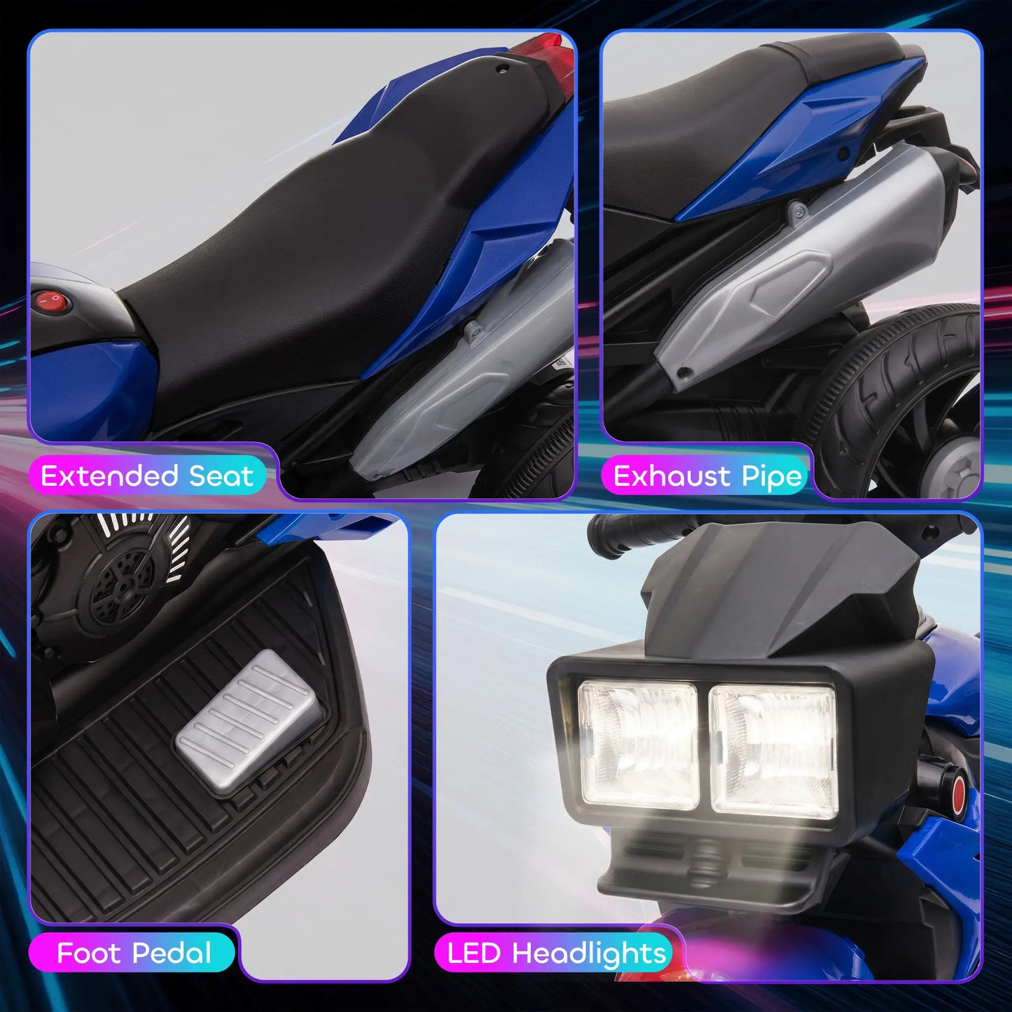 Kids Electric Motorcycle Ride-On Toy, 6V Battery Powered, Blue Electric Motorcycles at Gallery Canada