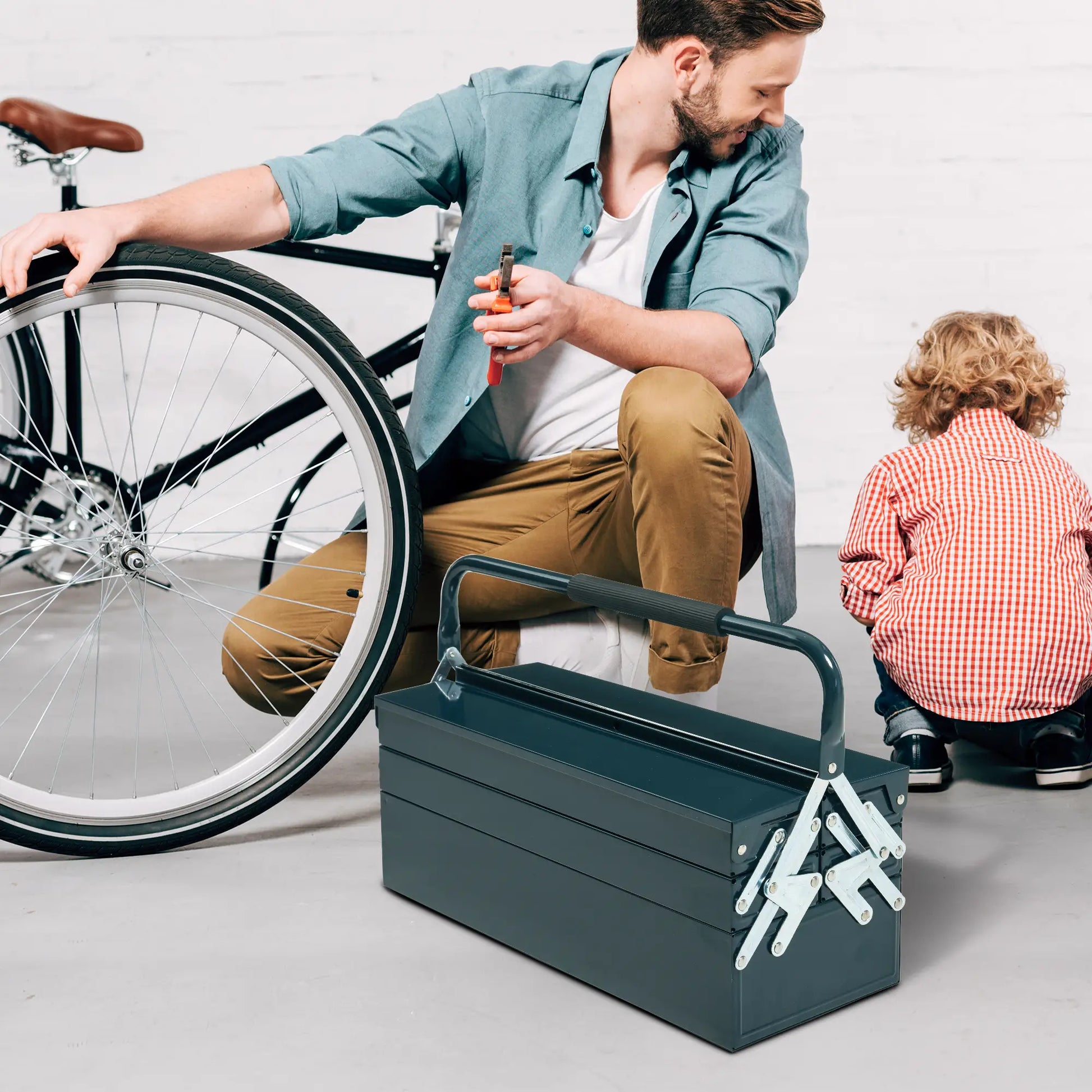 22 Metal Tool Box, 5-Tray Cantilever Steel Chest, Dark Green Tool Organizers at Gallery Canada