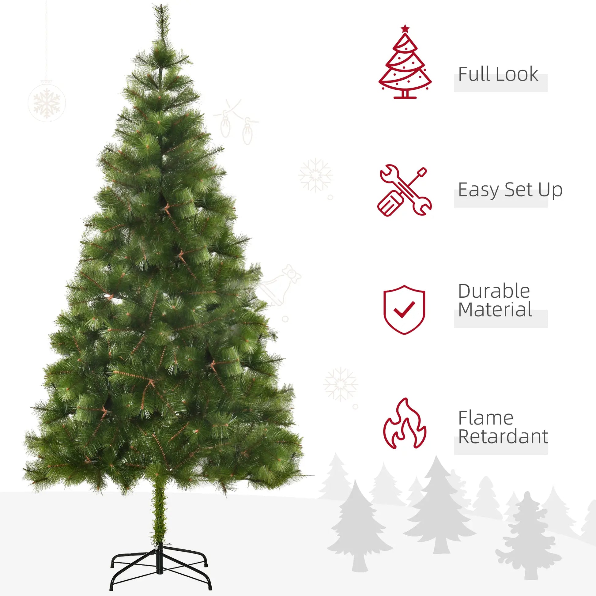 7 FT Artificial Pine Christmas Tree, 505 Branches, Green Artificial Christmas Trees at Gallery Canada