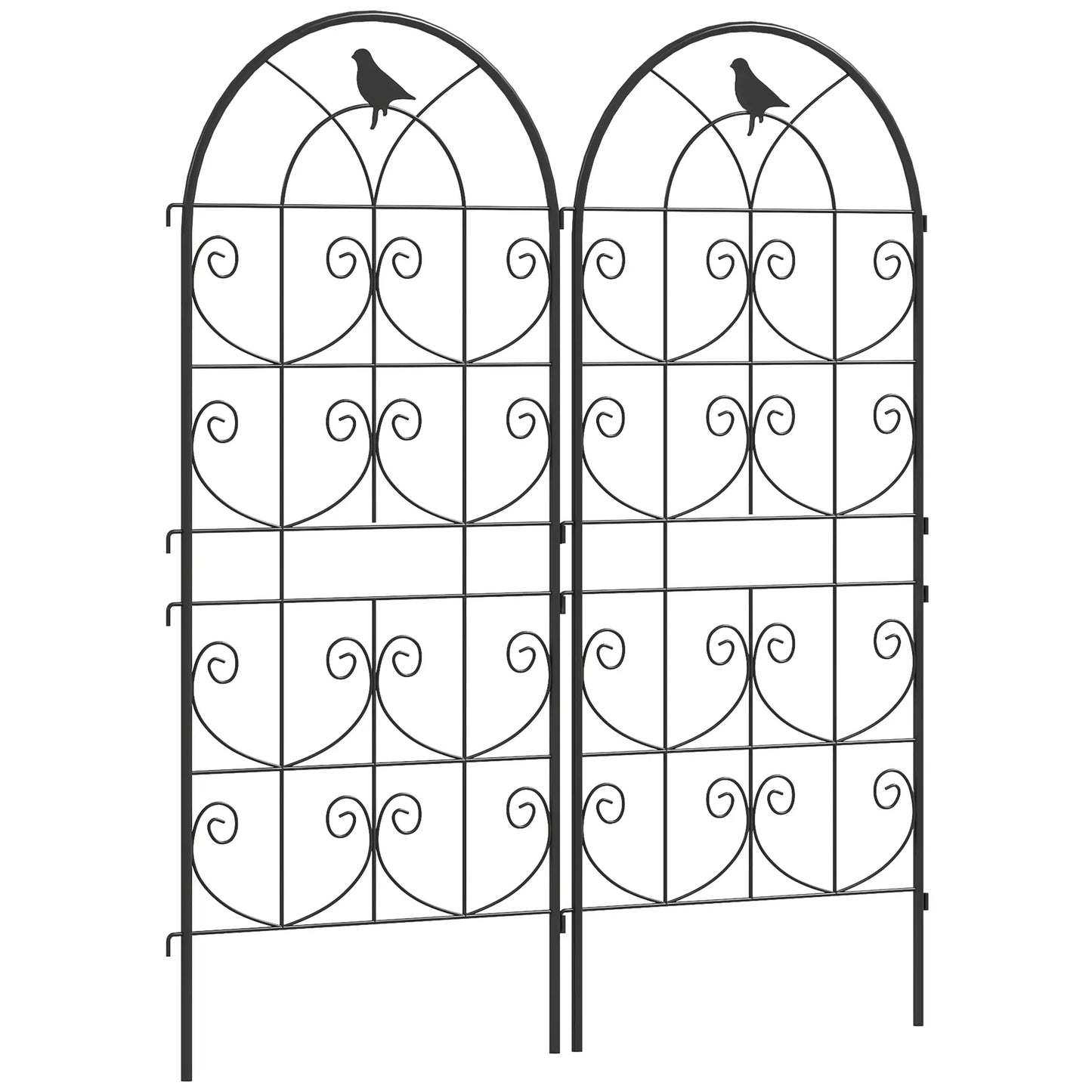 Metal Garden Trellis Set, Bird Design, 19.7" W x 47.2" H, Black Plant Stands at Gallery Canada