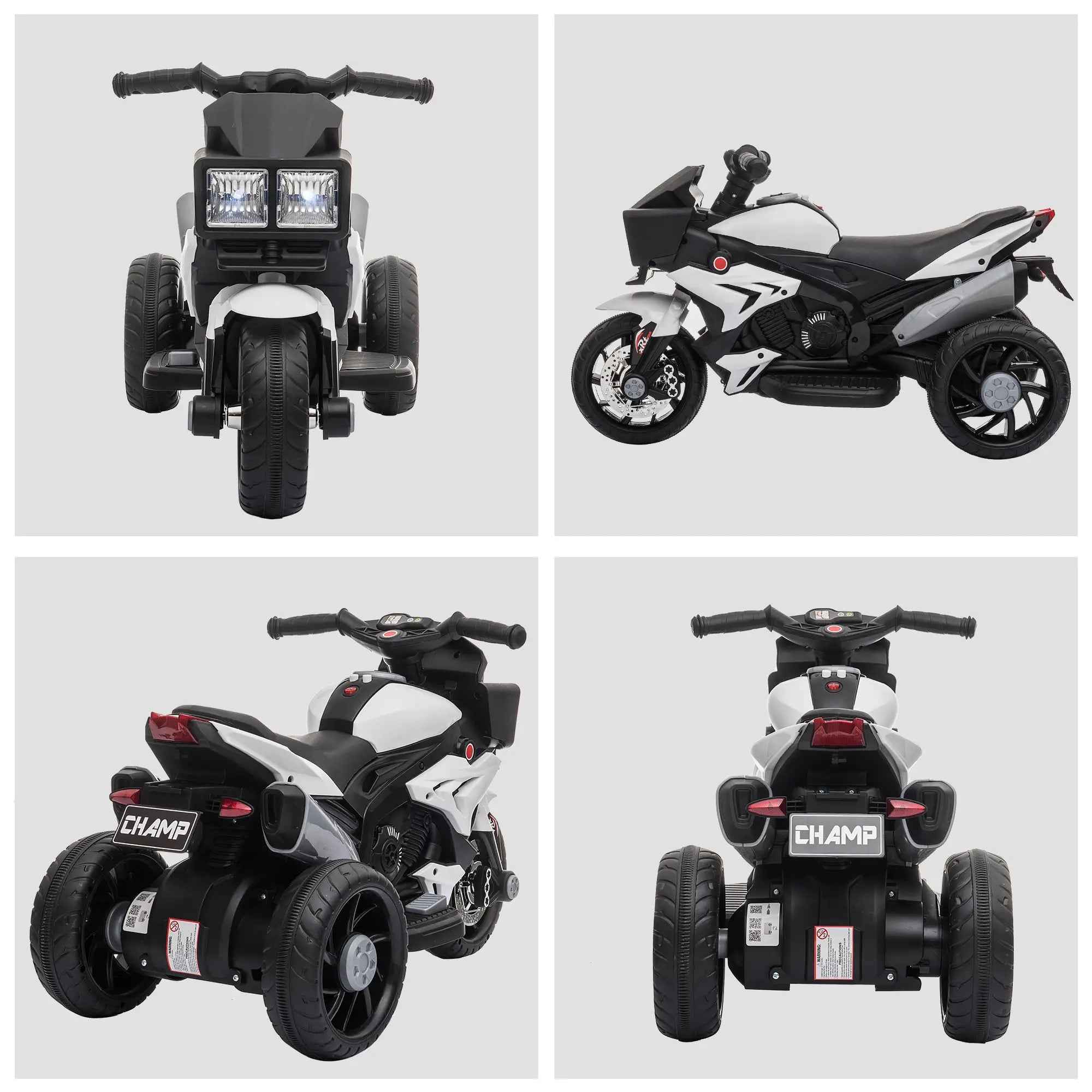 Kids Electric Motorcycle Ride-On Toy, 6V Battery Powered, White Electric Motorcycles at Gallery Canada