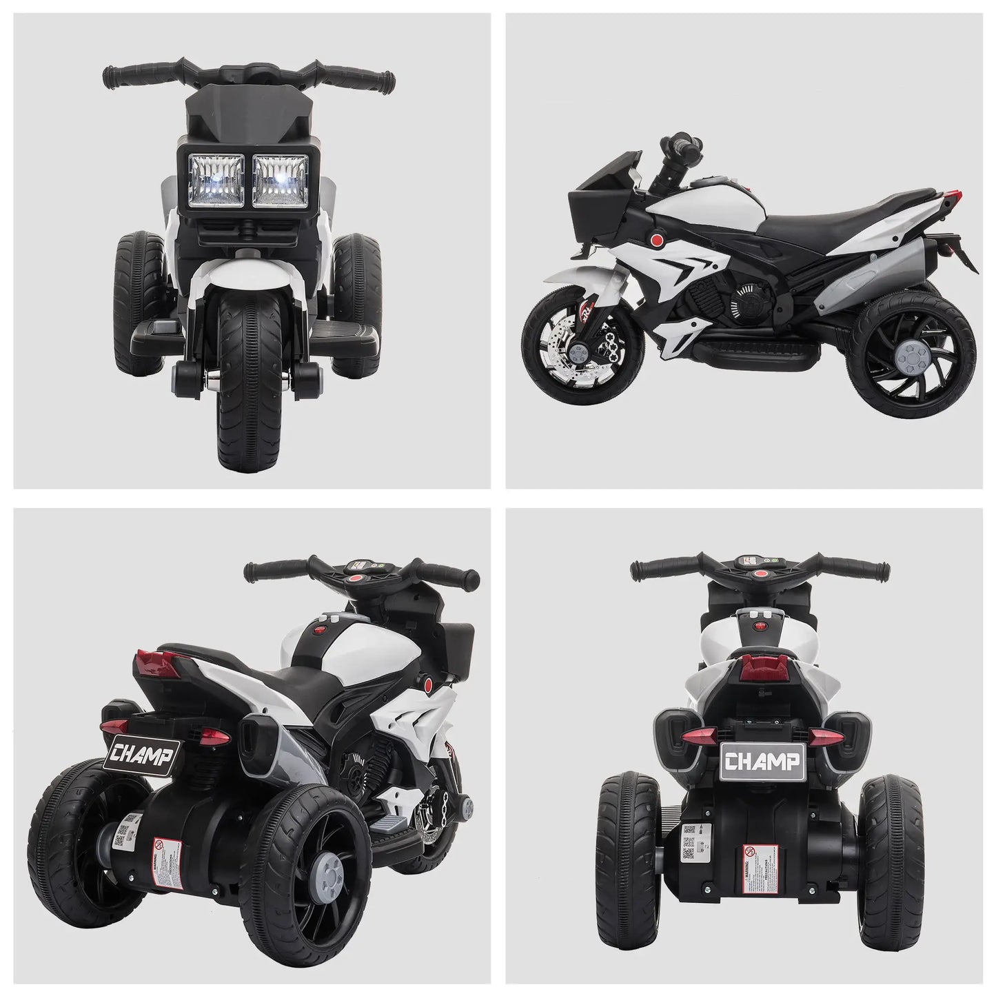 Kids Electric Motorcycle Ride-On Toy, 6V Battery Powered, White Electric Motorcycles at Gallery Canada
