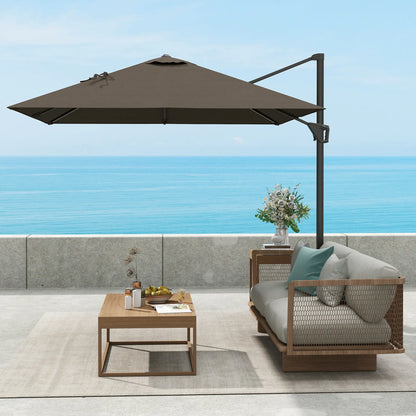 8'x8' Square Patio Hanging Offset Umbrella, Outdoor Cantilever Parasol, Tan Offset Cantilever Umbrellas at Gallery Canada
