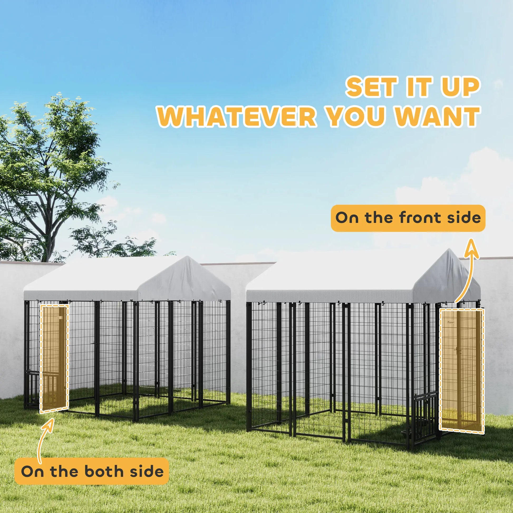 Outdoor Dog Kennel, Waterproof UV-Resistant Cover, Adjustable Bowls, 6 x 6 x 6 ft Houses, Kennels & Pens at Gallery Canada